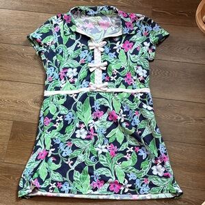 🦩Lilly Pulitzer Luxletic Floral Short Sleeve Dress with Pink, Green and Blue